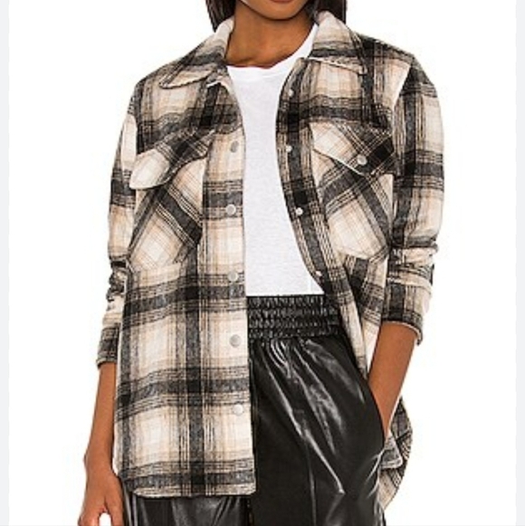 Blank NYC Plaid Wool Blend Shacket In Checked Out Oversize Grunge Retro Boho S - Picture 2 of 11